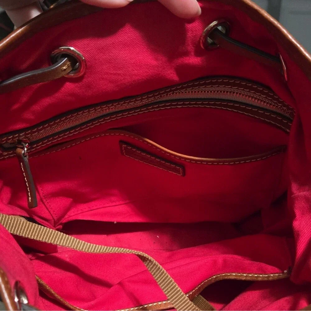 Dooney & Bourke Ostrich Embossed Leather Drawstring Bag & Continental Wallet Set